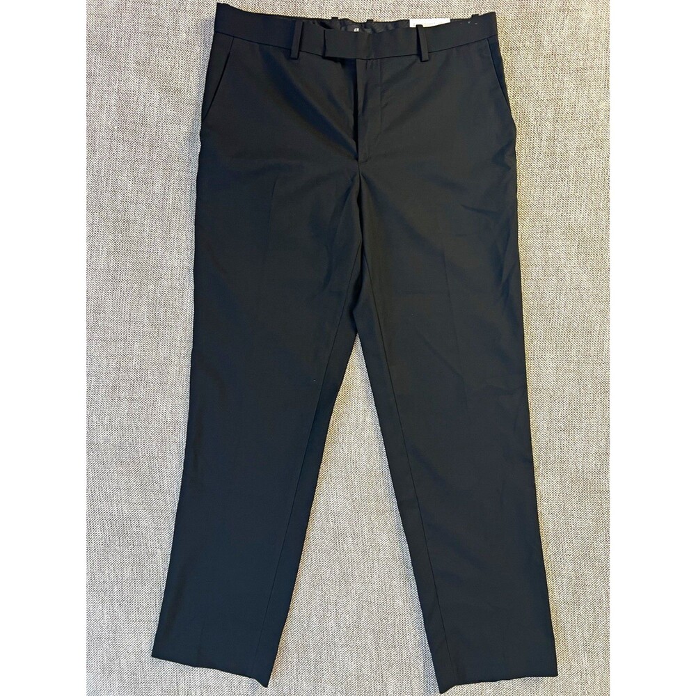 H&M Men’s Black Dress Pants 34W Regular Fit Straight Leg Twill Flat Front